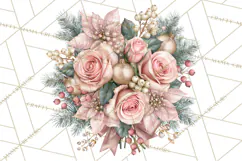 Elegant Christmas Clipart PNG, Pink Champagne Christmas Product Image 3