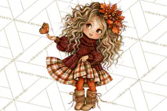 Autumn Adventures Cozy Fall Girl Clipart PNG Product Image 3
