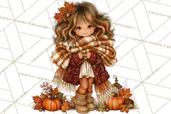 Autumn Adventures Cozy Fall Girl Clipart PNG Product Image 4
