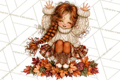 Autumn Adventures Cozy Fall Girl Clipart PNG Product Image 5
