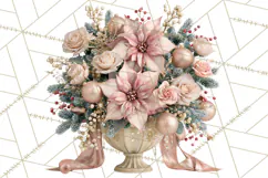 Elegant Christmas Clipart PNG, Pink Champagne Christmas Product Image 3