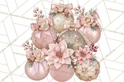 Elegant Christmas Clipart PNG, Pink Champagne Christmas Product Image 5