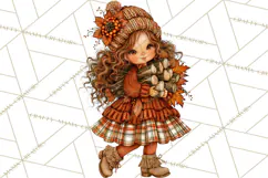 Autumn Adventures Cozy Fall Girl Clipart PNG Product Image 3