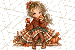 Autumn Adventures Cozy Fall Girl Clipart PNG Product Image 4