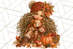 Autumn Adventures Cozy Fall Girl Clipart PNG Product Image 3