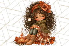 Autumn Adventures Cozy Fall Girl Clipart PNG Product Image 5
