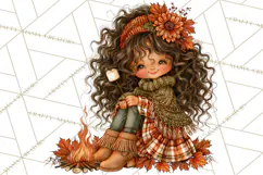 Autumn Adventures Cozy Fall Girl Clipart PNG Product Image 5
