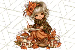 Autumn Adventures Cozy Fall Girl Clipart PNG Product Image 2