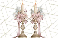 Elegant Christmas Clipart PNG, Pink Champagne Christmas Product Image 4