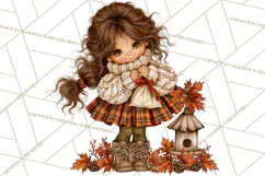 Autumn Adventures Cozy Fall Girl Clipart PNG Product Image 4