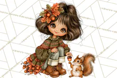 Autumn Adventures Cozy Fall Girl Clipart PNG Product Image 5