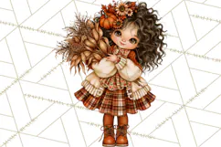 Autumn Adventures Cozy Fall Girl Clipart PNG Product Image 2