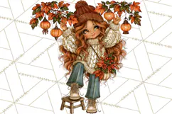 Autumn Adventures Cozy Fall Girl Clipart PNG Product Image 3