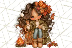 Autumn Adventures Cozy Fall Girl Clipart PNG Product Image 5
