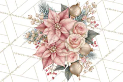 Elegant Christmas Clipart PNG, Pink Champagne Christmas Product Image 2