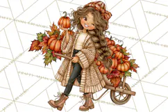 Autumn Adventures Cozy Fall Girl Clipart PNG Product Image 2