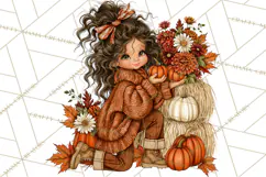 Autumn Adventures Cozy Fall Girl Clipart PNG Product Image 4