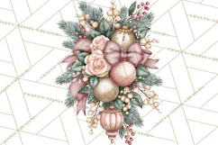 Elegant Christmas Clipart PNG, Pink Champagne Christmas Product Image 4