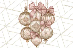 Elegant Christmas Clipart PNG, Pink Champagne Christmas Product Image 5