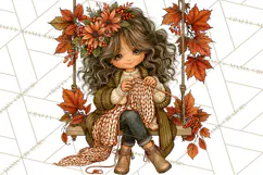 Autumn Adventures Cozy Fall Girl Clipart PNG Product Image 2