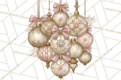 Elegant Christmas Clipart PNG, Pink Champagne Christmas Product Image 2