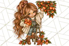 Autumn Adventures Cozy Fall Girl Clipart PNG Product Image 3