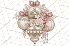 Elegant Christmas Clipart PNG, Pink Champagne Christmas Product Image 3