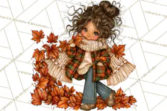 Autumn Adventures Cozy Fall Girl Clipart PNG Product Image 4