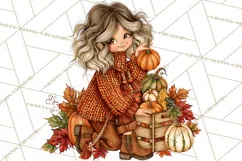 Autumn Adventures Cozy Fall Girl Clipart PNG Product Image 5