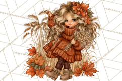Autumn Adventures Cozy Fall Girl Clipart PNG Product Image 4
