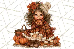Autumn Adventures Cozy Fall Girl Clipart PNG Product Image 5
