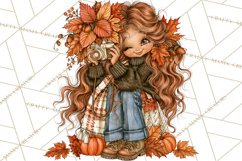 Autumn Adventures Cozy Fall Girl Clipart PNG Product Image 2