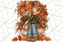 Autumn Adventures Cozy Fall Girl Clipart PNG Product Image 2