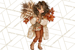 Autumn Adventures Cozy Fall Girl Clipart PNG Product Image 3