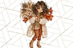 Autumn Adventures Cozy Fall Girl Clipart PNG Product Image 3