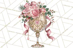 Elegant Christmas Clipart PNG, Pink Champagne Christmas Product Image 4