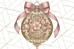 Elegant Christmas Clipart PNG, Pink Champagne Christmas Product Image 5