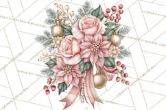 Elegant Christmas Clipart PNG, Pink Champagne Christmas Product Image 3