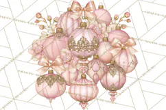 Elegant Christmas Clipart PNG, Pink Champagne Christmas Product Image 4