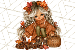 Autumn Adventures Cozy Fall Girl Clipart PNG Product Image 4