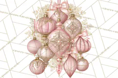 Elegant Christmas Clipart PNG, Pink Champagne Christmas Product Image 5