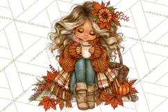 Autumn Adventures Cozy Fall Girl Clipart PNG Product Image 5