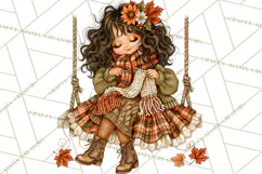Autumn Adventures Cozy Fall Girl Clipart PNG Product Image 2
