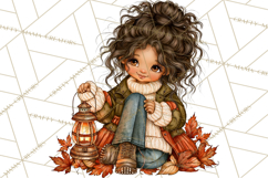 Autumn Adventures Cozy Fall Girl Clipart PNG Product Image 4