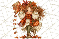 Autumn Adventures Cozy Fall Girl Clipart PNG Product Image 5