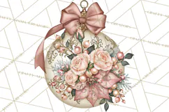 Elegant Christmas Clipart PNG, Pink Champagne Christmas Product Image 2