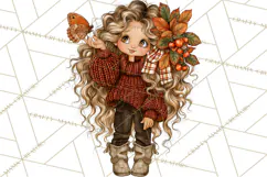 Autumn Adventures Cozy Fall Girl Clipart PNG Product Image 2