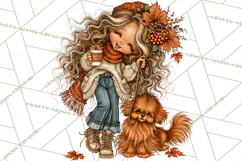 Autumn Adventures Cozy Fall Girl Clipart PNG Product Image 3