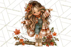 Autumn Adventures Cozy Fall Girl Clipart PNG Product Image 5