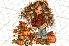 Autumn Adventures Cozy Fall Girl Clipart PNG Product Image 2